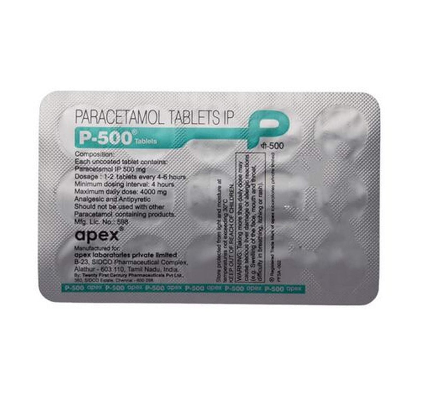 P-500 - Strip of 15 Tablets