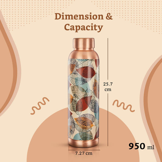 Solimo Copper Leak-Proof Meenakari Bottles | 950 ml | Pure Copper | Traditional Art Design | Daily Wellness Bottle