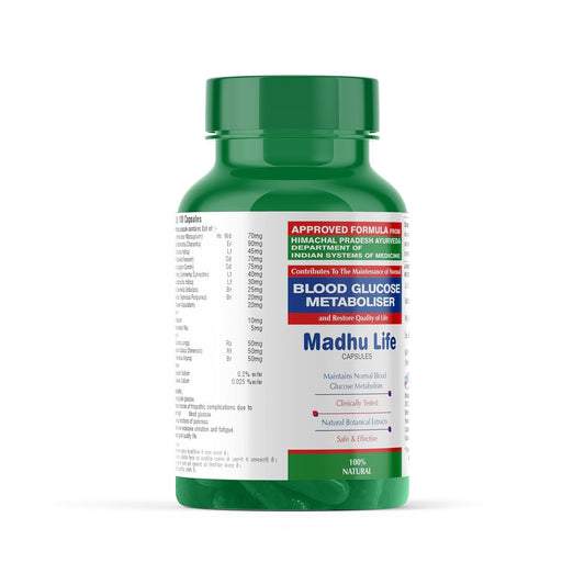 Zeelab Madhu Life Capsules – Ayurvedic Herbal Supplement for Healthy Blood Sugar & Glucose Metabolism – With Jamun, Karela, Methi, Neem, Gymnema, Shilajit & Arjun – 100 Capsules