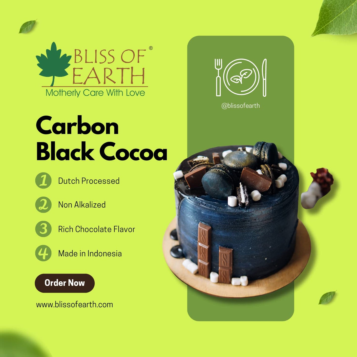 Bliss of Earth Black Cocoa Powder Natural and Unsweetened Carbon Black & Dark Roast Perfect for Cooking & Baking Cakes, Biscuits, Oreo, Chocolates, Smoothies 100GM