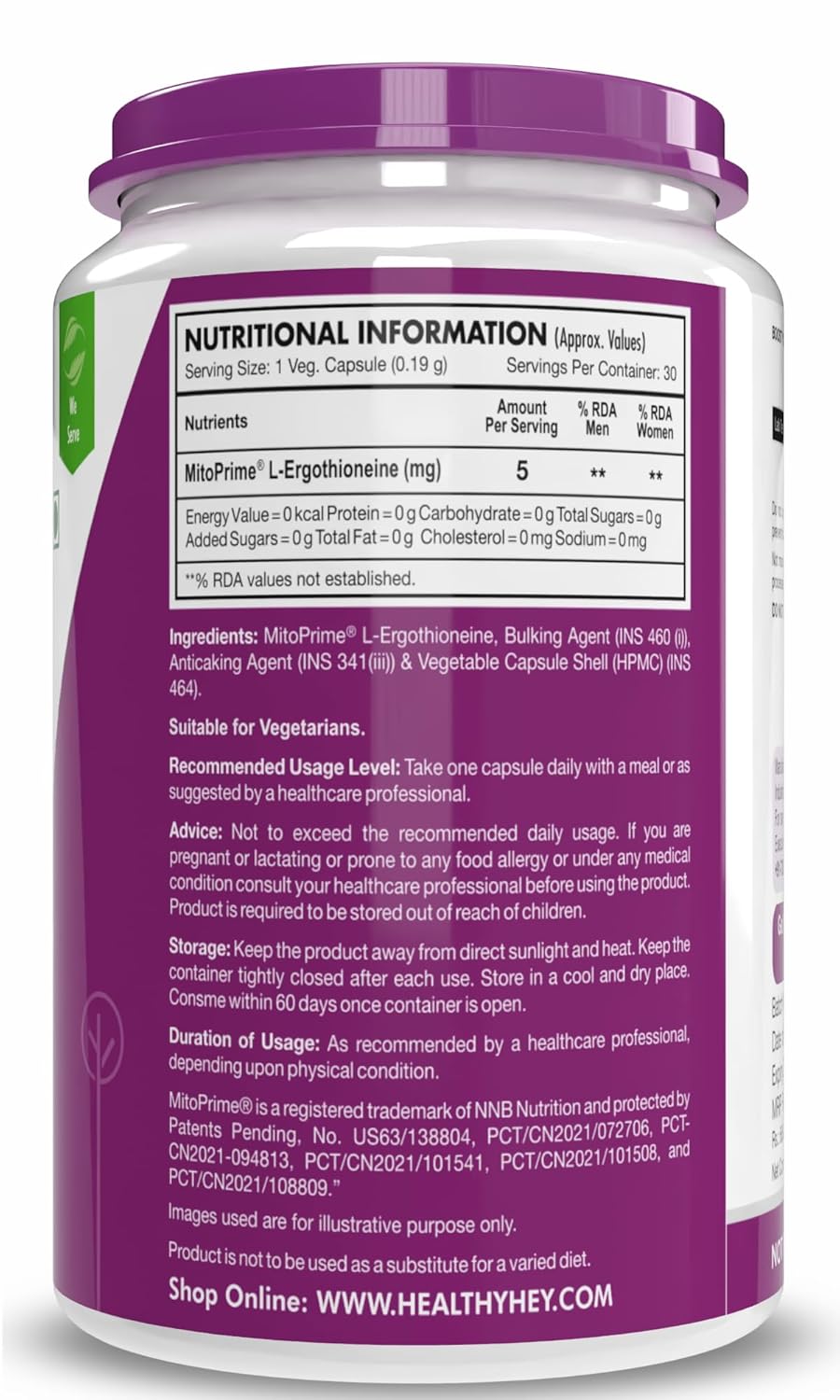 HealthyHey Nutrition LongeviT - MITOPRIME® - Support Skin Health - 30 Vegetable Capsules
