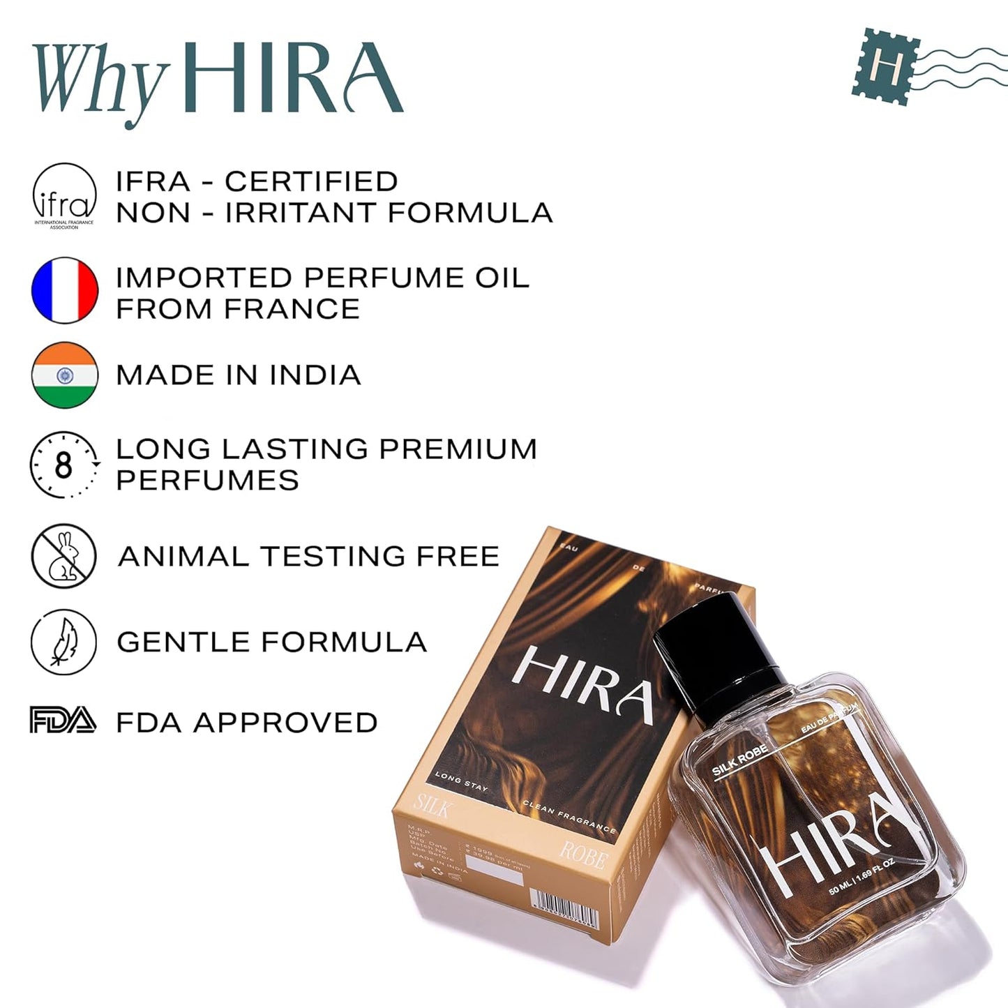 HIRA Silk Robe Perfume for Women 50 ml |arm & Sensual Evening Fragrance |Long Lasting Eau de Parfum Premium Luxury Fragrance | Gifts for Girlfriend, Mother's Day & Date Night Perfume