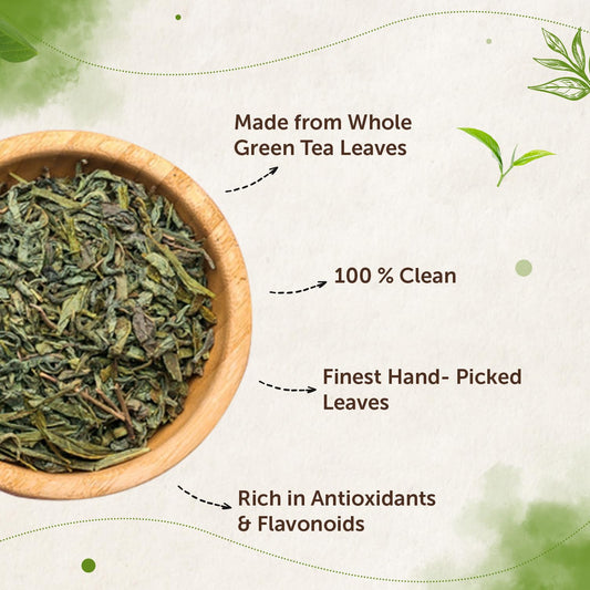 Neuherbs Green Tea (50g Pack of 1) For Weight Management & Boost Metabolism | 100% Clean & Natural Whole Leaves | Rich In Antioxidant | No Artificial Color & Flavor | Healthy & Refreshing