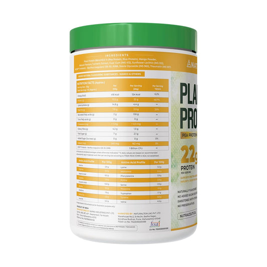 NATURALTEIN Plant Protein – 22g Clean Protein with BC30 Probiotic | Trusted Natural Blend for Strength, Energy & Gut Health | Delicious Natural Mango flavour | No Sugar, Just Pure Wellness