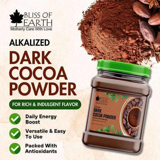 Bliss of Earth 500gm Alkalized Dark Cocoa Powder for Chocolate Cake Making & Chocolate Hot Milk Shake, Unsweetened