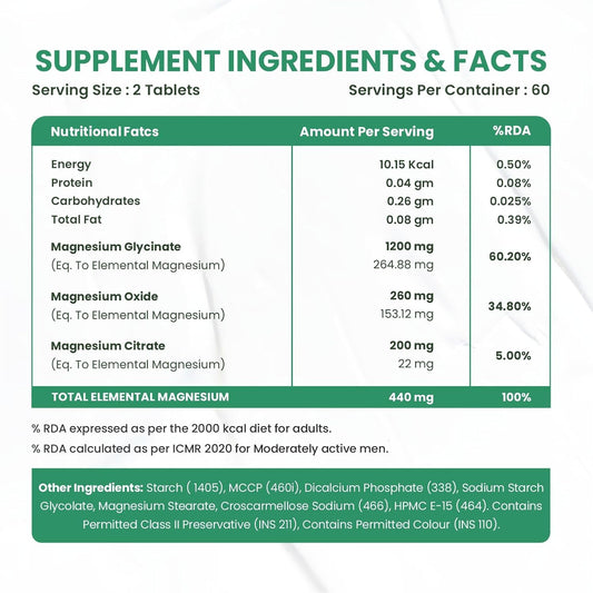 Vlado’s Himalayan Organics Magnesium Citrate + Glycinate + Oxide Complex 1660 mg - Triple Magnesium Complex Supplement For Men And Women | Boost Heart, Nerve & Muscle Health | Good For Strong Bones | Clinically Proven - 120 Vegetarian Tablets