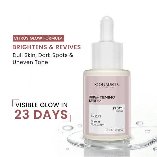 CORALISTA Korean Glow Serum with Ginseng,Vitamin C & Hyaluronic Acid – 30ml | K-Beauty Radiance Booster | 98% Natural, 72% Organic | Face Serum for Brightening Serum 30ml (Pack of 1)