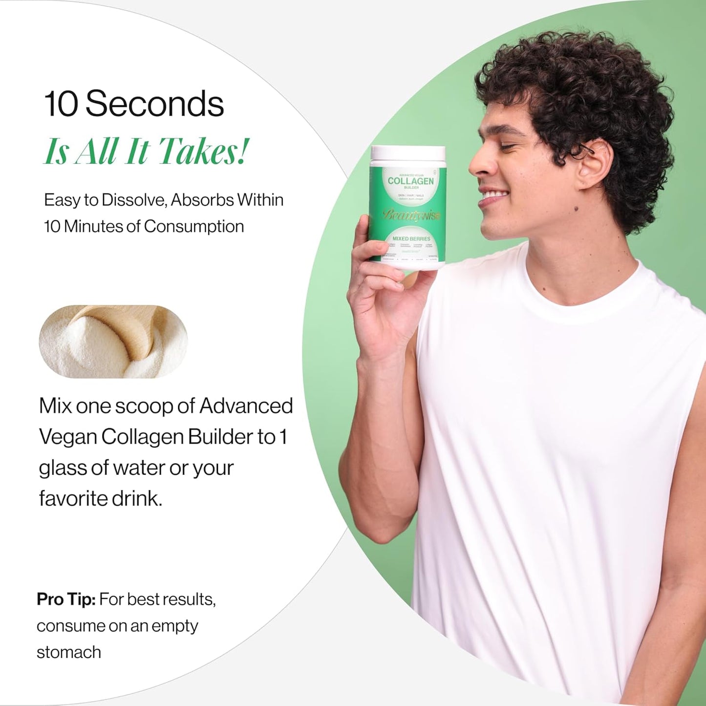Beautywise Plant Advanced Collagen Builder | 100% Plant Based with Active Ingredients | Pomegranate extract, Antioxidants, Amino acids | 200 g For Natural Collagen Production, Skin Hydration, Repair | Mixed Berries (25 Servings)