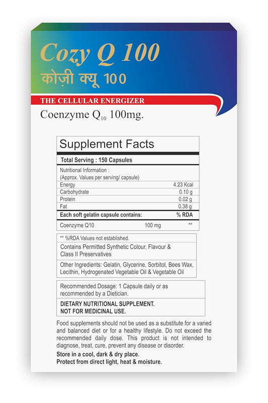 Zeelab Cozy Q100, Coenzyme Q10 100mg. | Cellular Energizer - 15 Softgel Capsules