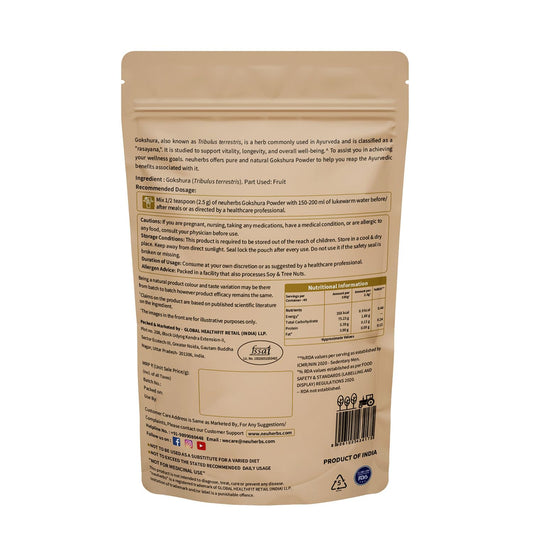Neuherbs Gokshura Powder - 100g | Tribulus Terrestris/Gokhru Churna For Men | Boost Energy, Strength & Testosterone | 100% Pure & Natural | Non GMO With No Added Preservatives