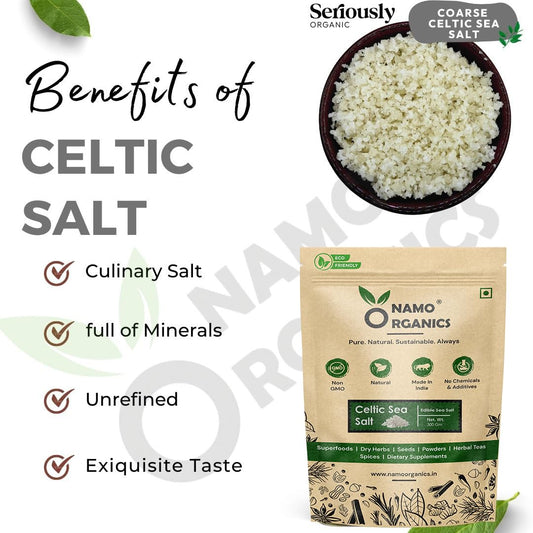 Namo Organics - Organic Celtic Sea Salt (SEL GRIS) - 500g- Premium | Full of Mineral | 100% Natural, Hand Harvested Sea Salt