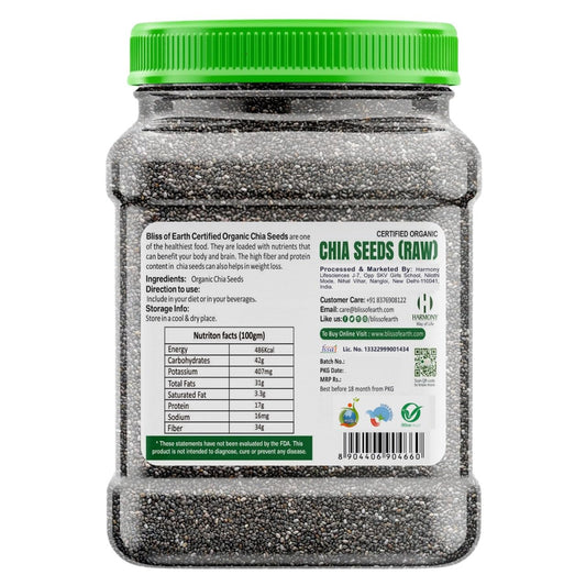 Bliss of Earth Raw Chia Seeds For Weight Loss, Raw Super Food With Omega & Fiber 600gm