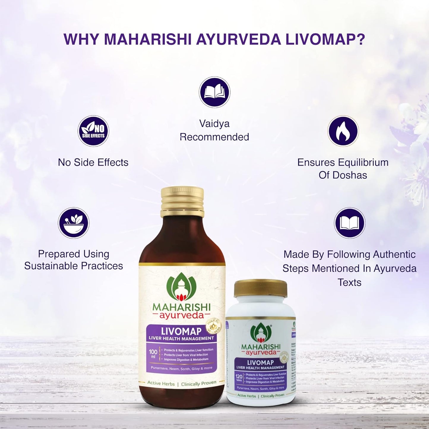 Maharishi Ayurveda Livomap Tablets for Liver Health and Support | Liver Health Management | Rejuvenate Liver Function | Helps to Improve Digestion- 120 Tablets