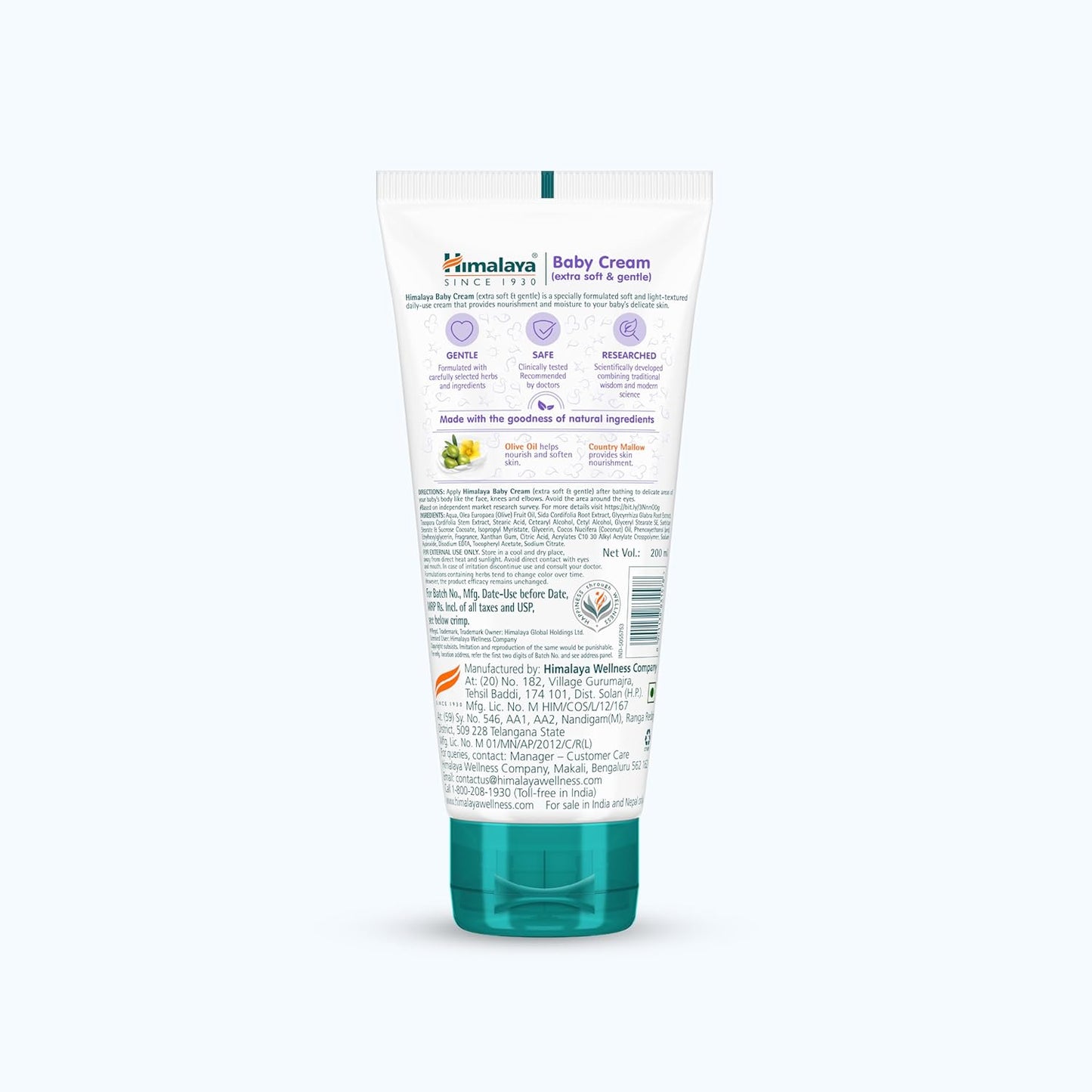 Himalaya Gentle Baby Cream 100ml | No.1 Doctor-Prescribed Brand | Nourishes & Extra Soft Skin | pH 5.5 Formulation | Safe for Newborns