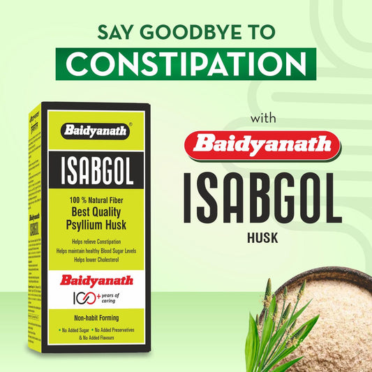 Baidyanath Asli Ayurved Isabgol 100 gm - Psyllium Husk Powder| Boosts Digestion | Constipation Relief Naturally | Rich Source Of Dietary Fiber Supplement