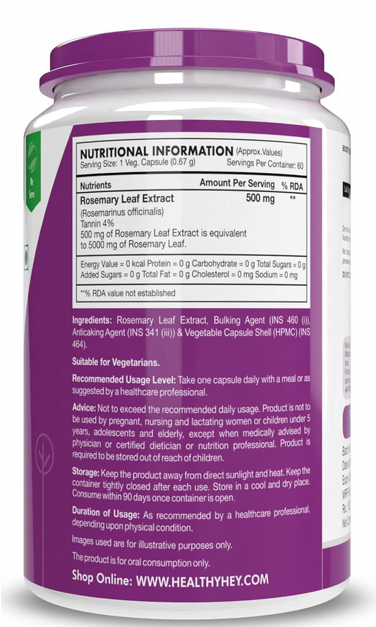 HealthyHey Nutrition Natural Rosemary Leaf Extract 60 vegetable capsules
