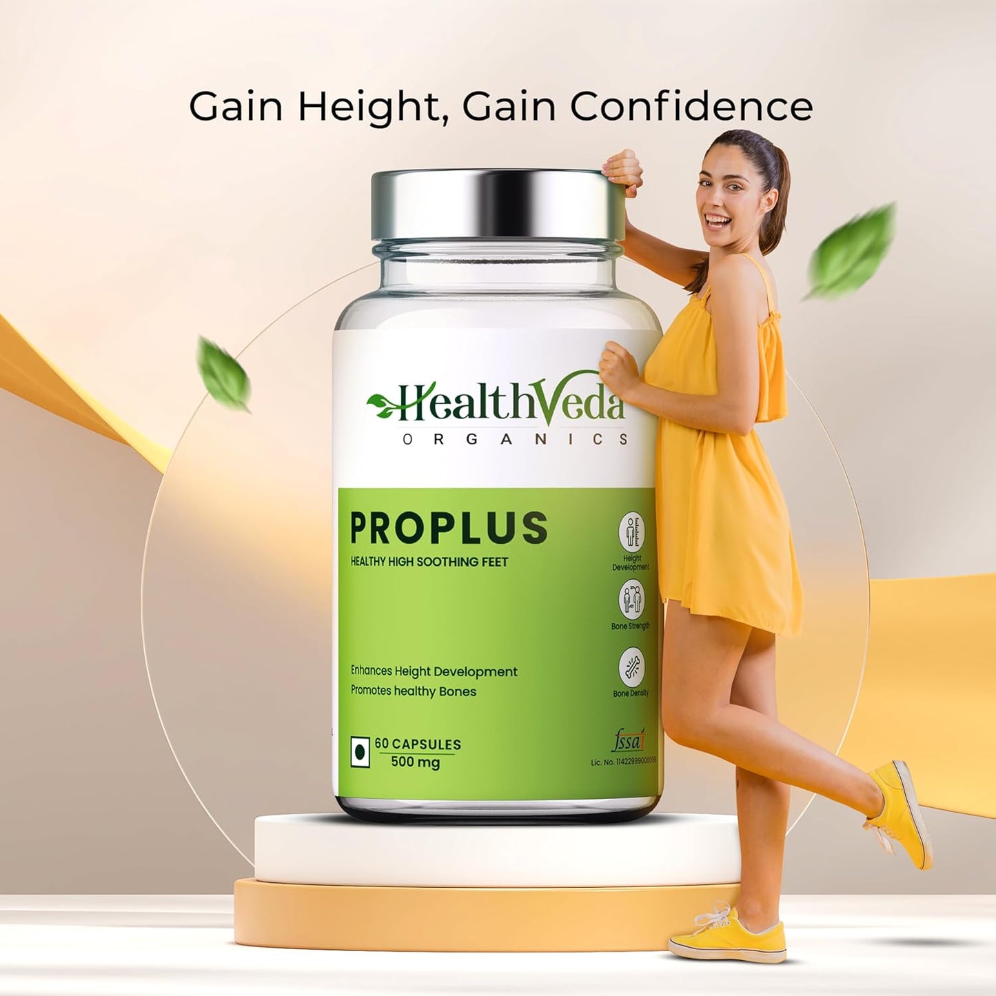 HEALTH VEDA ORGANICS PRIVATE LIMITED ProPlus, 500mg | Improves Bone Strength | 60 Veg Capsules | For Both Men & Women