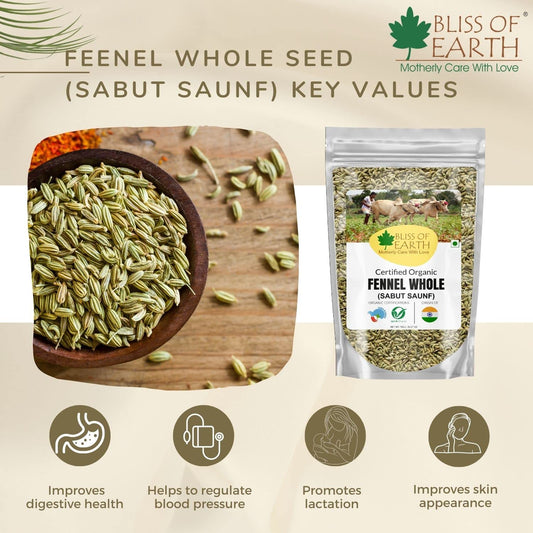 Bliss of Earth Organic Whole Fennel Seed 400gm