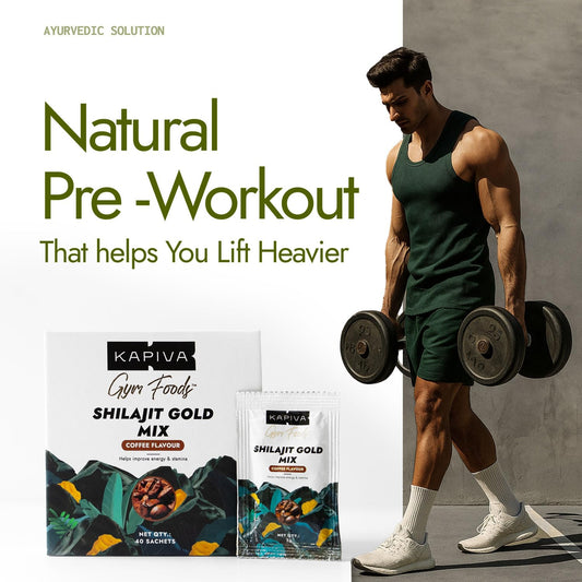 Kapiva Shilajit Gold Mix | Natural Pre Workout | 40 Servings | Coffee flavour | Boosts testosterone, Energy & Focus in gym | 102mg coffee