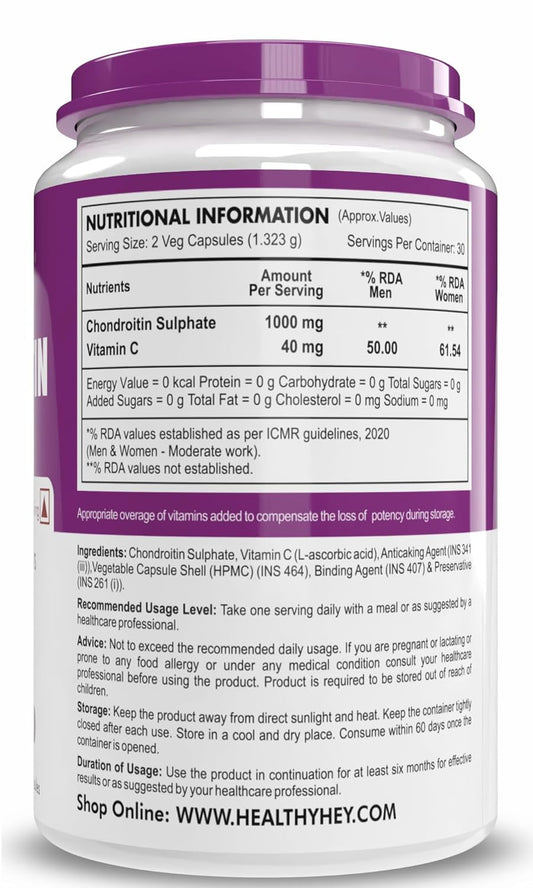 HealthyHey Nutrition Chondroitin Sulphate Support for Joints, 60 Capsules