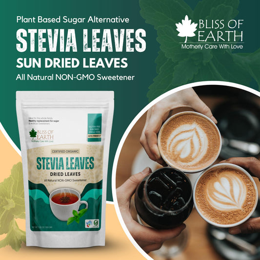 Bliss of Earth Organic Stevia Leaves Dried, Natural & Sugarfree, Best Taste, 100GM