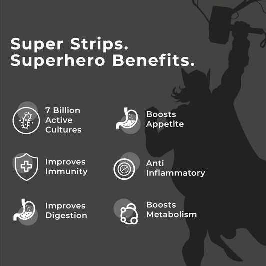 Wellbeing Nutrition Marvel Thor Melts | Active Probiotics & Prebiotics for Kids (6+) to Improve Digestion, Immunity & Gut Health | Kids Health Supplement | Sweet Cherry Flavor (30 Oral Strips)