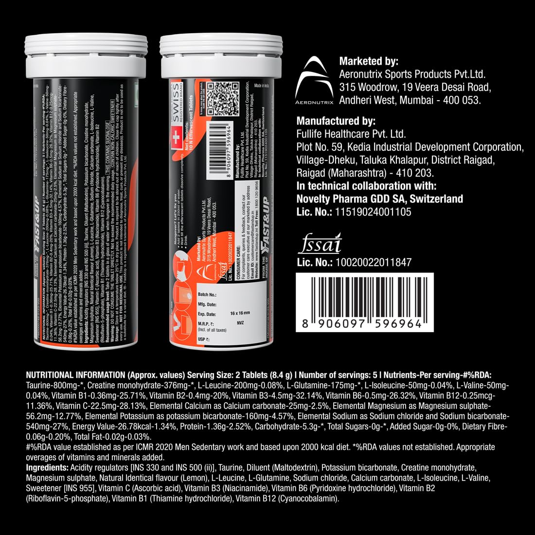 Fast&Up NightOut | 10 Effervescent tabs | Instant Hangover Relief | Helps detoxify liver | Rapid hydration & energy | Helps prevent Hangover | Zero sugar | Fizzy lemon flavour