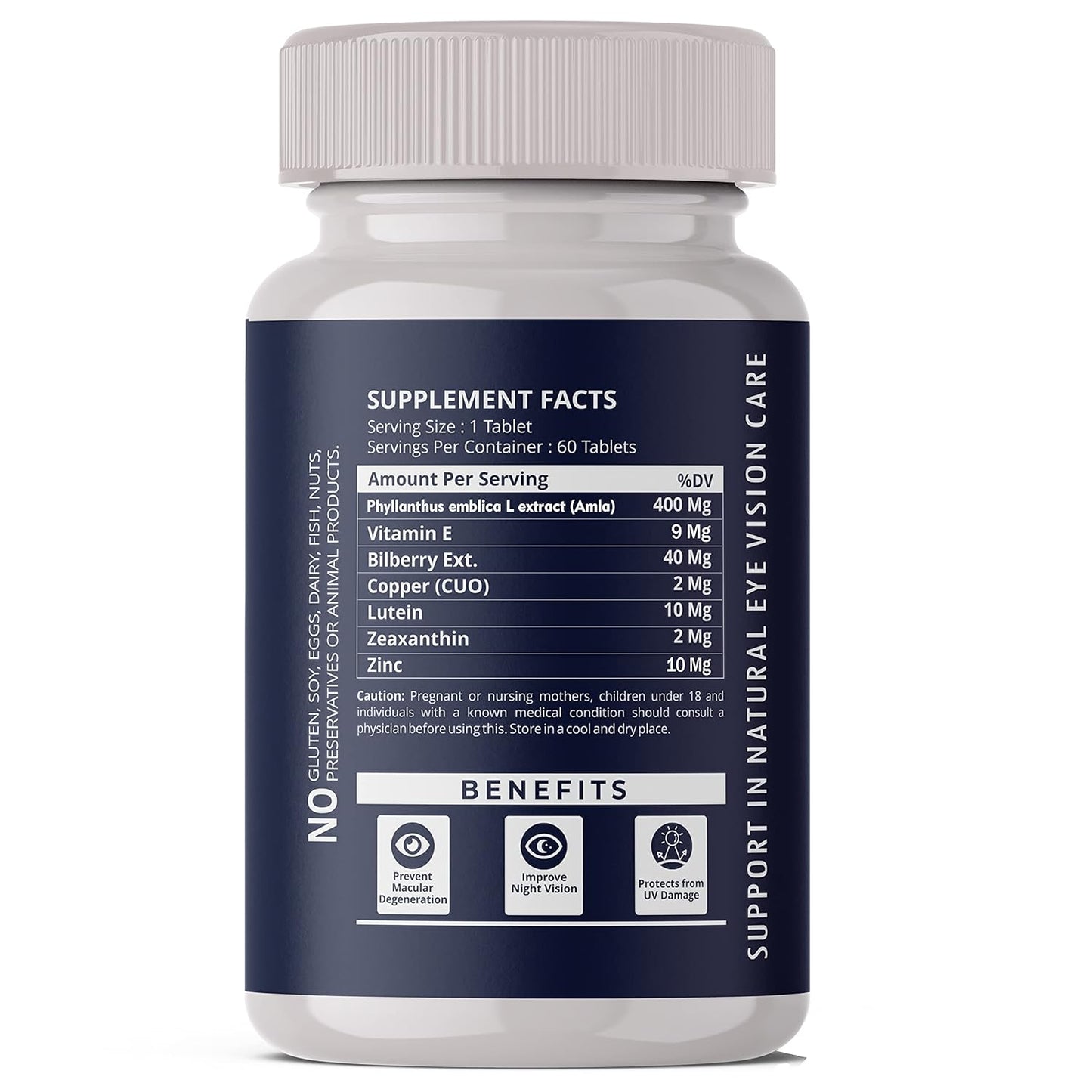 DAILY NUTRA Vision Pro Complete Eye Care Solution With Doctors #1 Recommended AREDS 2 Patented Formula || Lutein, Zeaxanthin, Bilberry, Vitamin E, Copper And Zinc Supplement - 60 Veg Tablets