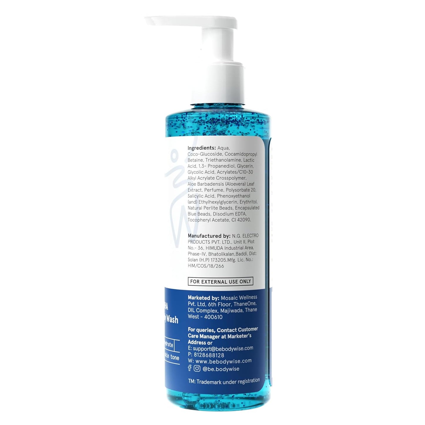 Be Bodywise 5% AHA BHA Exfoliating Body Wash 250ml | For Body Acne, Strawberry Skin, De-Tan | Infused with 3% Lactic Acid, 1% Salicylic Acid, 1% Glycolic Acid | Non-Drying, Paraben Free