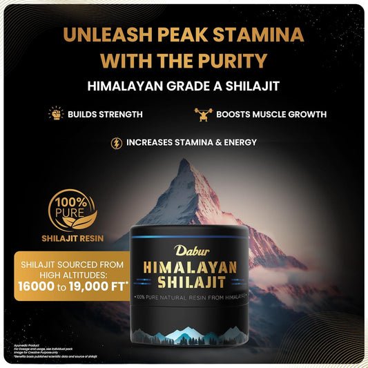 Dabur Himalayan Shilajit Resin – 15g | 250mg per Serving | Boosts Strength, Stamina & Muscle Growth | Shilajit for men |100% Ayurvedic Grade A Shilajit Sourced from the Himalayas (Up to 19,000 ft)