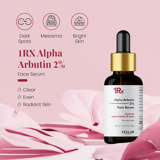Zeelab 1RX Alpha Arbutin 2% Face Serum (30 ml) | Dark Spot Corrector & Skin Brightening Serum | Reduces Pigmentation, Acne Marks & Tan | Suitable for All Skin Types