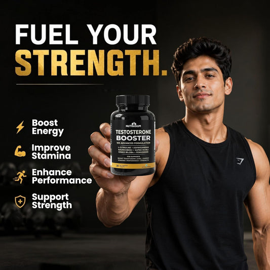 Nutrasium Testosterone Booster Supplement For Men | Testo Booster with Tribulus 1000mg & Ashwagandha 500mg | L-Citrulline & Kaunch Beej | Safed Musli & Ginkgo Biloba | 30 Veg Tablets
