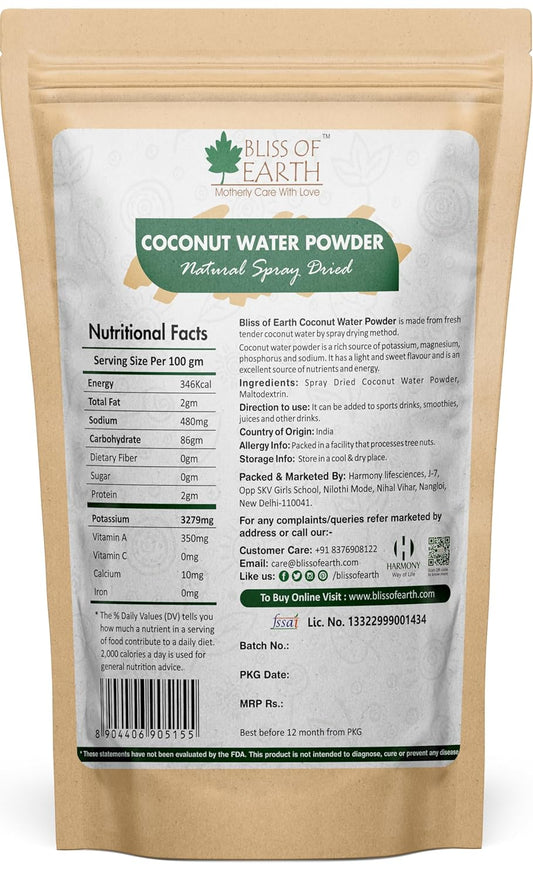 Bliss of Earth 1KG coconut water Powder natural Spray Dried In Sealed Jar