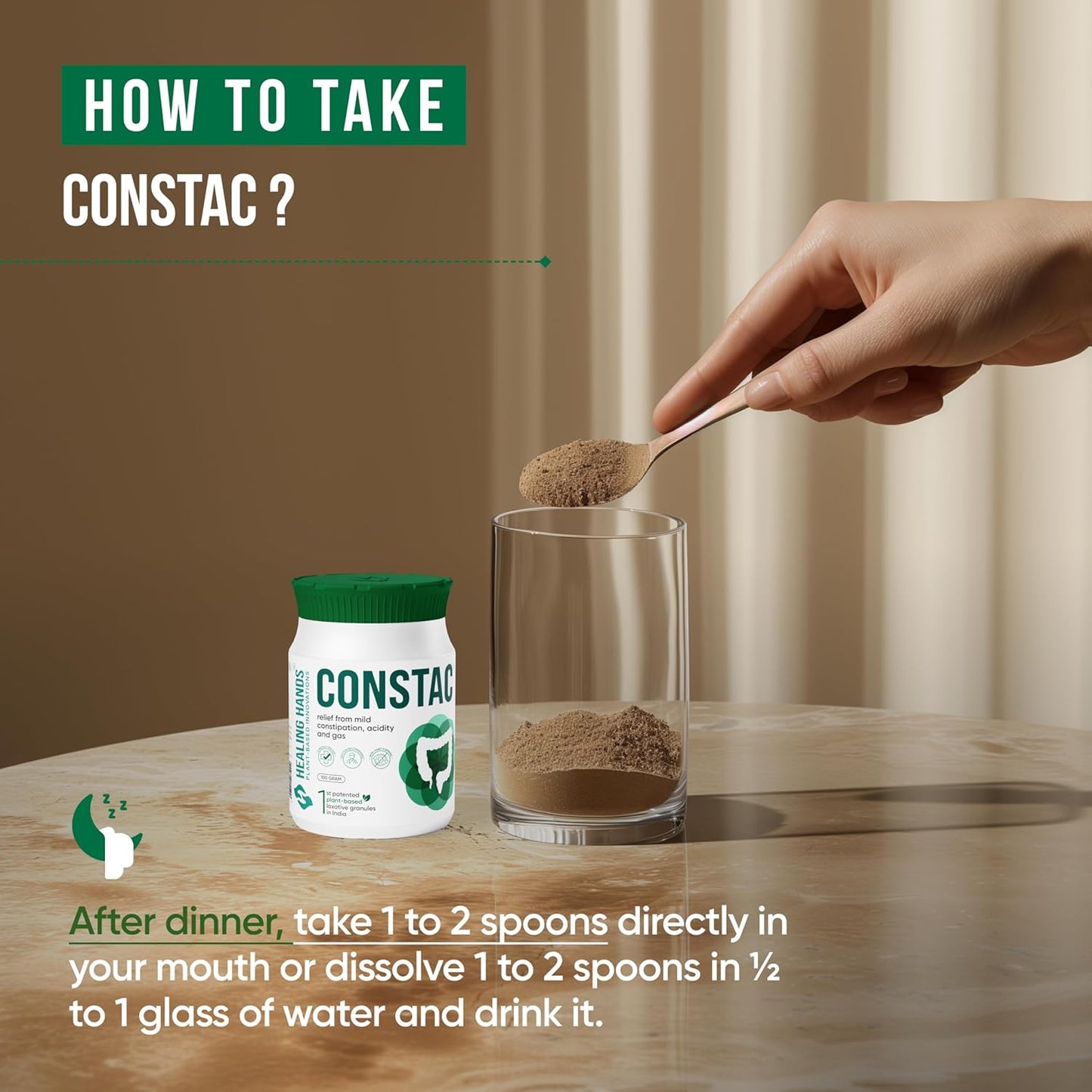 Healing Hands Constac for Relief in Mild Constipation - Mild, Safe, Clinically Proven Ayurvedic Granules 100g