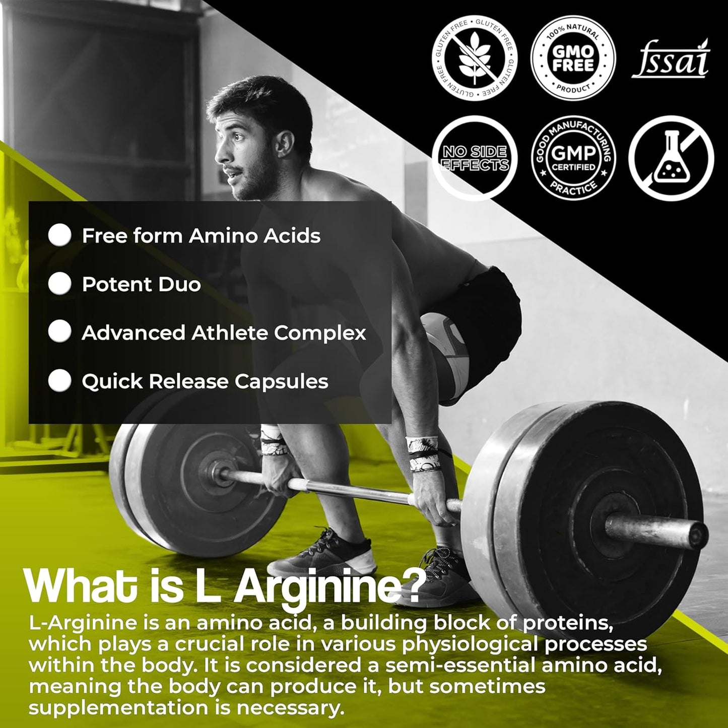 HEALTH VEDA ORGANICS PRIVATE LIMITED L-Arginine 1000 mg with Chromium Picolinate | 60 Veg Capsules | Good for Muscle Growth, Stamina, Recovery, Immune Booster & Energy | For Both Men & Women
