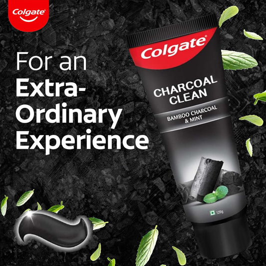 Colgate Charcoal Clean Black Gel Toothpaste, 120g, Bamboo Charcoal and Wintergreen Mint for a Clean Mouth Experience(Bad Breath Treatment)