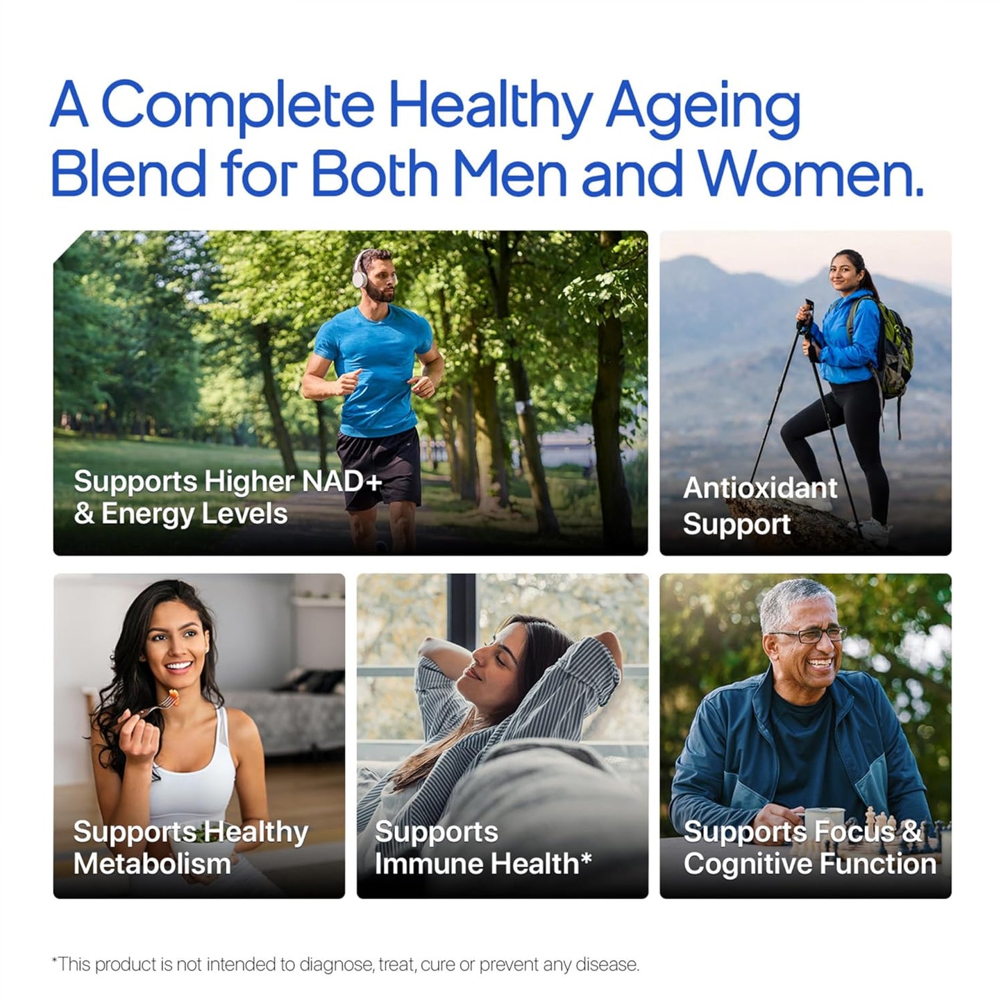 Decode Age Healthy Ageing Supplement | 10-in-1 longevity formula with NMN, Hyaluronic Acid, CoQ10 for NAD+ Boost, Healthy Skin & Heart Health| For Energy & Overall Health | One Month Supply | Decode Age LongeVit