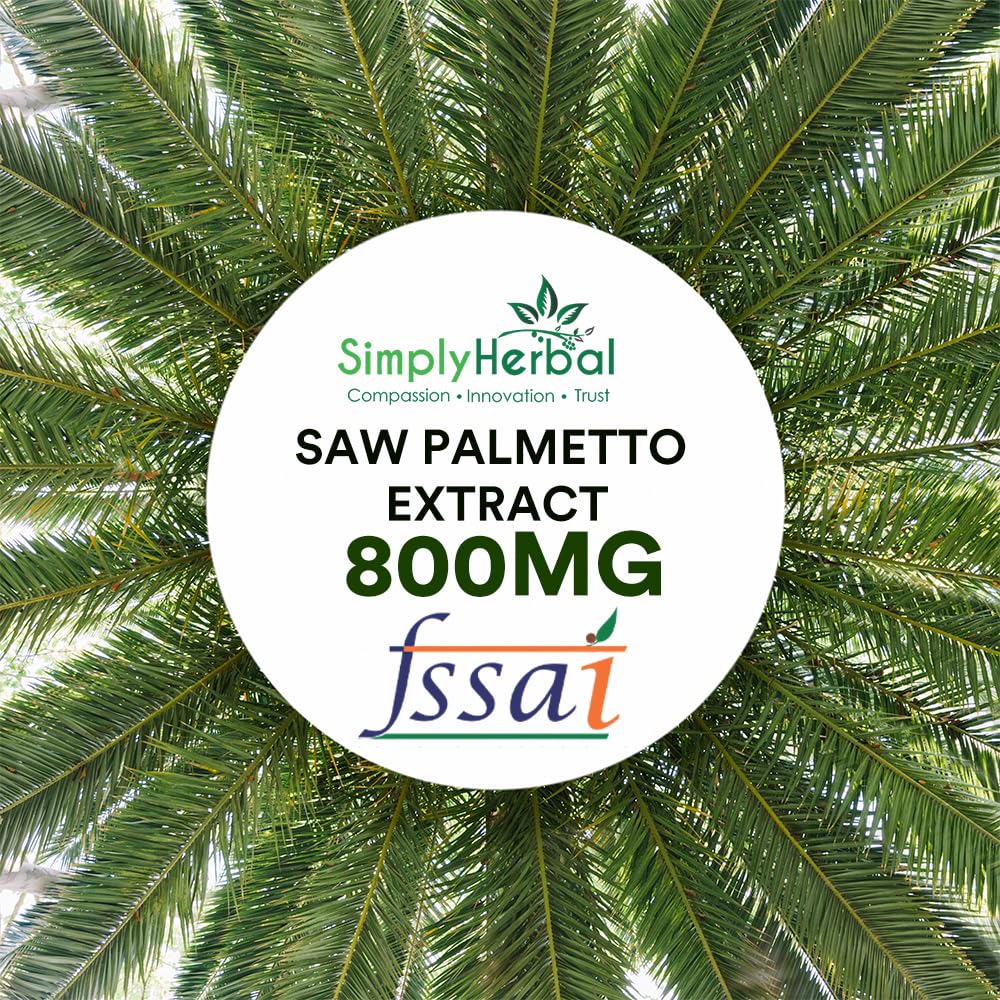 Simply Herbal Saw Palmetto Extract 1000mg – 30 Veg Capsules | Herbal Supplement for Prostate Health & Hair Wellness | For Men & Women