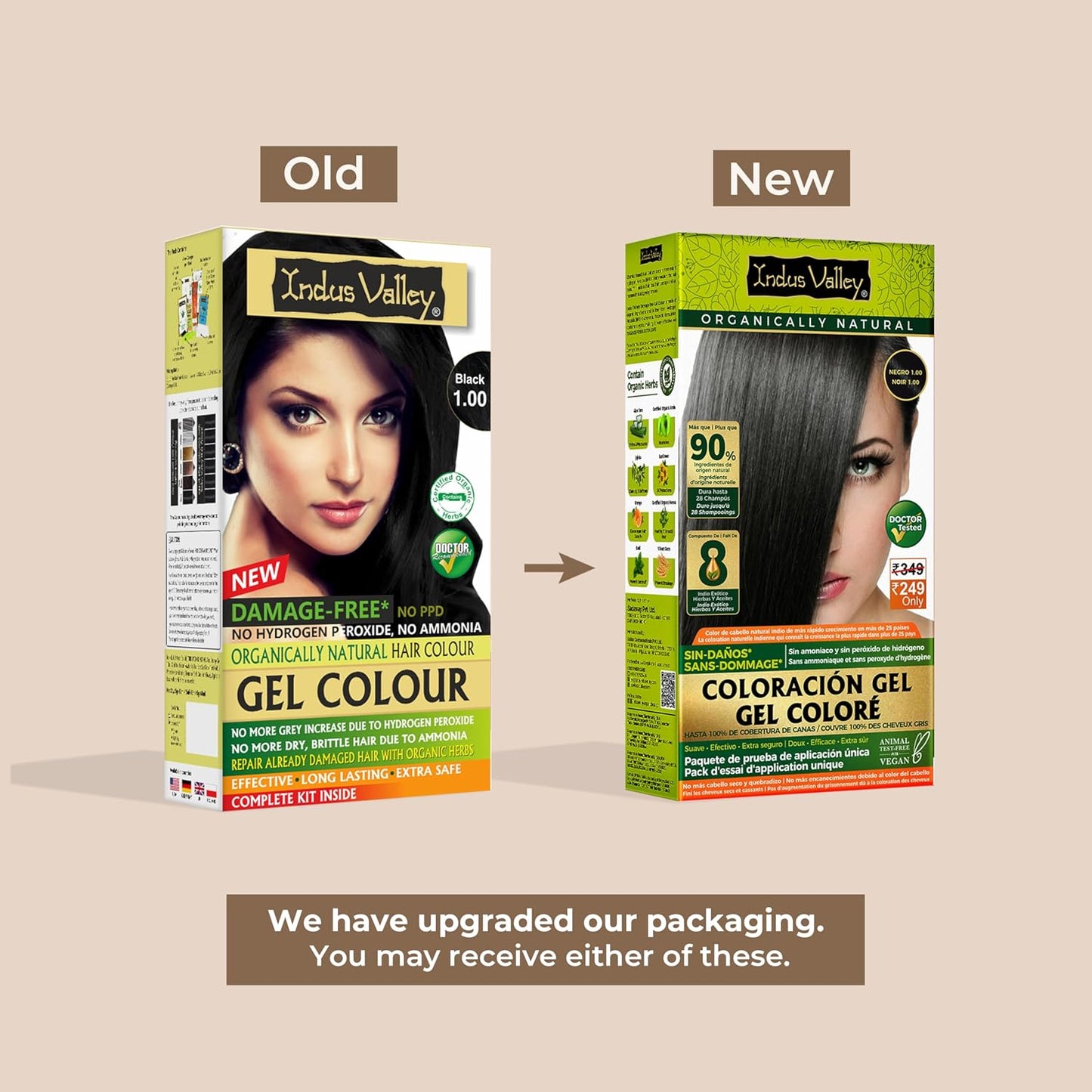INDUS VALLEY Damage Free Natural Gel Hair Colour for Women | Ammonia & PPD Free Organic Hair Colour with 100% Grey Coverage, Long Lasting Hair Color Trial Pack (Black, 65 ml)