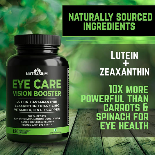 Nutrasium Eye Care | Lutein, Zeaxanthin Astaxanthin Eye Supplement | Supports Healthy Vision, Helps Reduce Digital Eye Strain & Fatigue from High Screen Time for Men, Women & Students (120-Capsules)