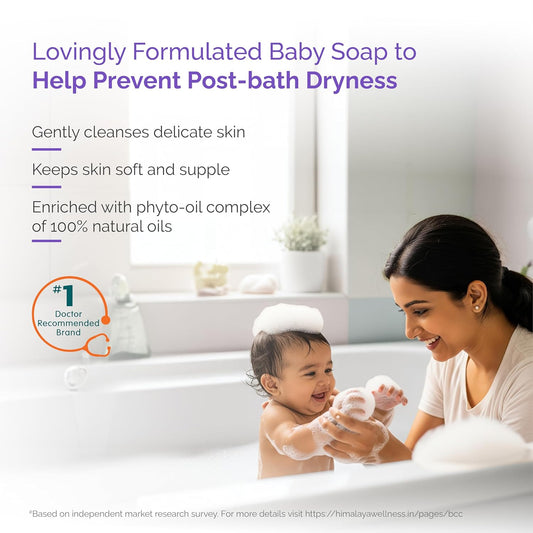 Himalaya Gentle Baby Soap for Newborns | No Post Bath Dryness | B3G1 FREE - 125g | Gentle Cleansing With Phyto-Oil Complex of 100% Natural Oils of Almond & Olive| #1 Doctor Recommended Brand