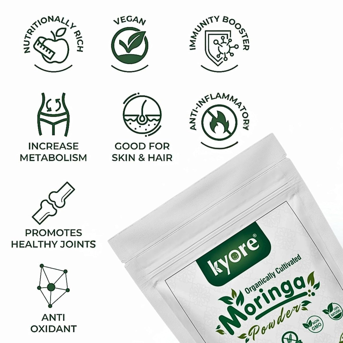 Nutritions Moringa Powder for Weight Loss - 100 Gm | Drumstick Leaf Powder | Natural Multi-vitamin | Anti-Oxidant | Good for Hair & Skin | Pack of 1