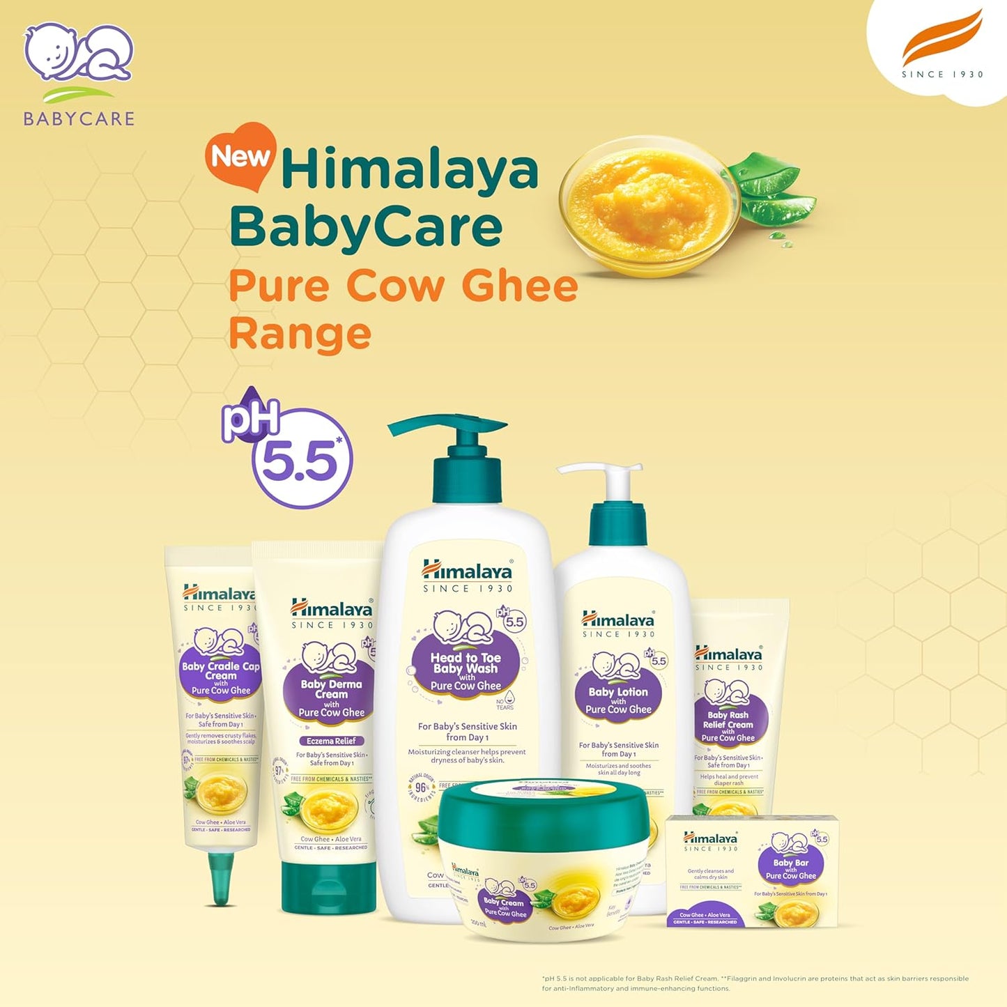 Himalaya Baby Cream with Pure Cow Ghee & pH5.5 (200ml) | Moisturizes & nourishes skin all day long | For Dry and sensitive skin
