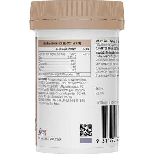 Swisse Magnesium For Muscle Recovery, Sound Sleep & Stress Relief - Australia's No. 1 Magnesium Supplement, Manufactured In Australia - Supports Relaxing, Calming & Muscle Regenerative Sleep - 60 Tablets (1 Tablet Per Serving)