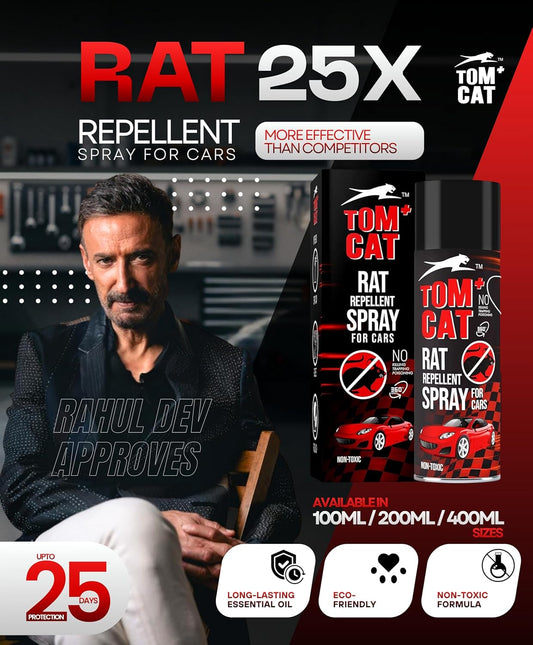 Shadow Securitronics Tom Cat Rat Repellent Spray For Cars 120Ml Highly Effective Protect Wires In Car,Bike&Outdoor Utilities Non Toxic Only Repels 6-8 Weeks Protection 100Ml-FORMULATION 2X