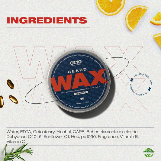 OMG Beard Wax 100gm | Frizz Control | Long Lasting Hold | Strong Hold | Enriched with Vitamin C | 100% Natural Ingredients