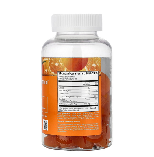 California Gold Nutrition Vitamin C Gummies with Vitamin A from 100% Beta-Carotene, 90 Vegetarian Gummies