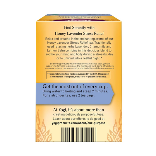 Yogi Tea, Stress Relief, Honey Lavender, Caffeine Free, 16 Tea Bags, 1.02 oz (29 g)