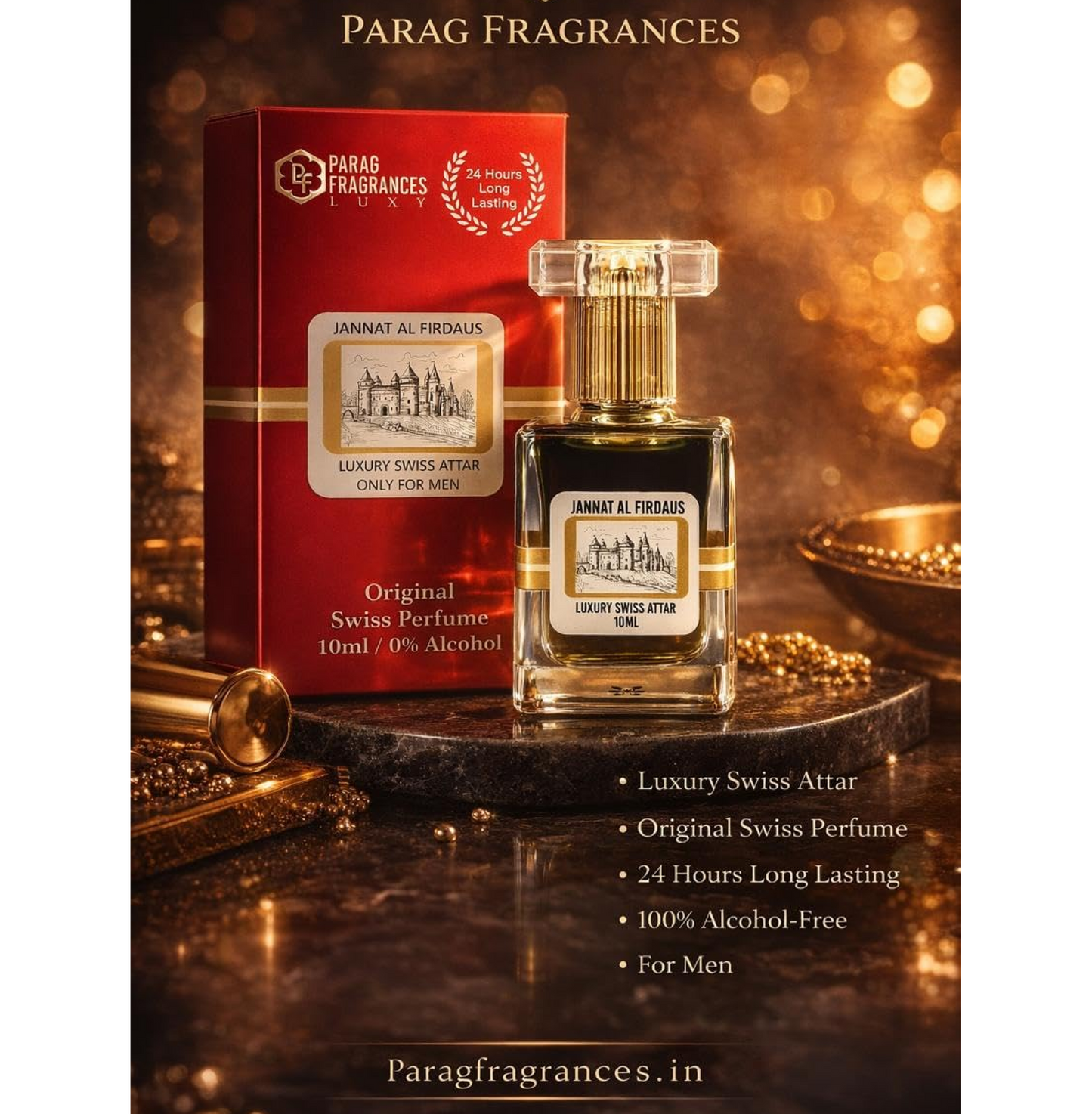 Parag Fragrances Jannat al Firdaus 10ml Attar (Switzerland Addition) / Long Lasting and Premium Fragrance For Men/Original Jannat al Firdaus Attar