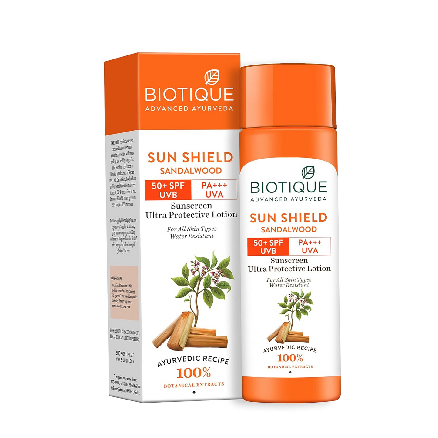 Biotique Bio Sandalwood Sunscreen Ultra Soothing Face Lotion, SPF 50+ |Ultra Protective Lotion| Keeps Skin Soft, Fair and Moisturized| Water Resistant| For All Skin Types| 190ml